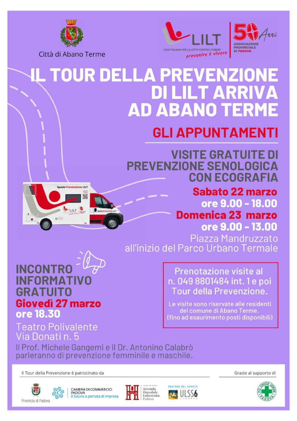 TOUR DELLA PREVENZIONE LILT – 22-23 MARZO 2025